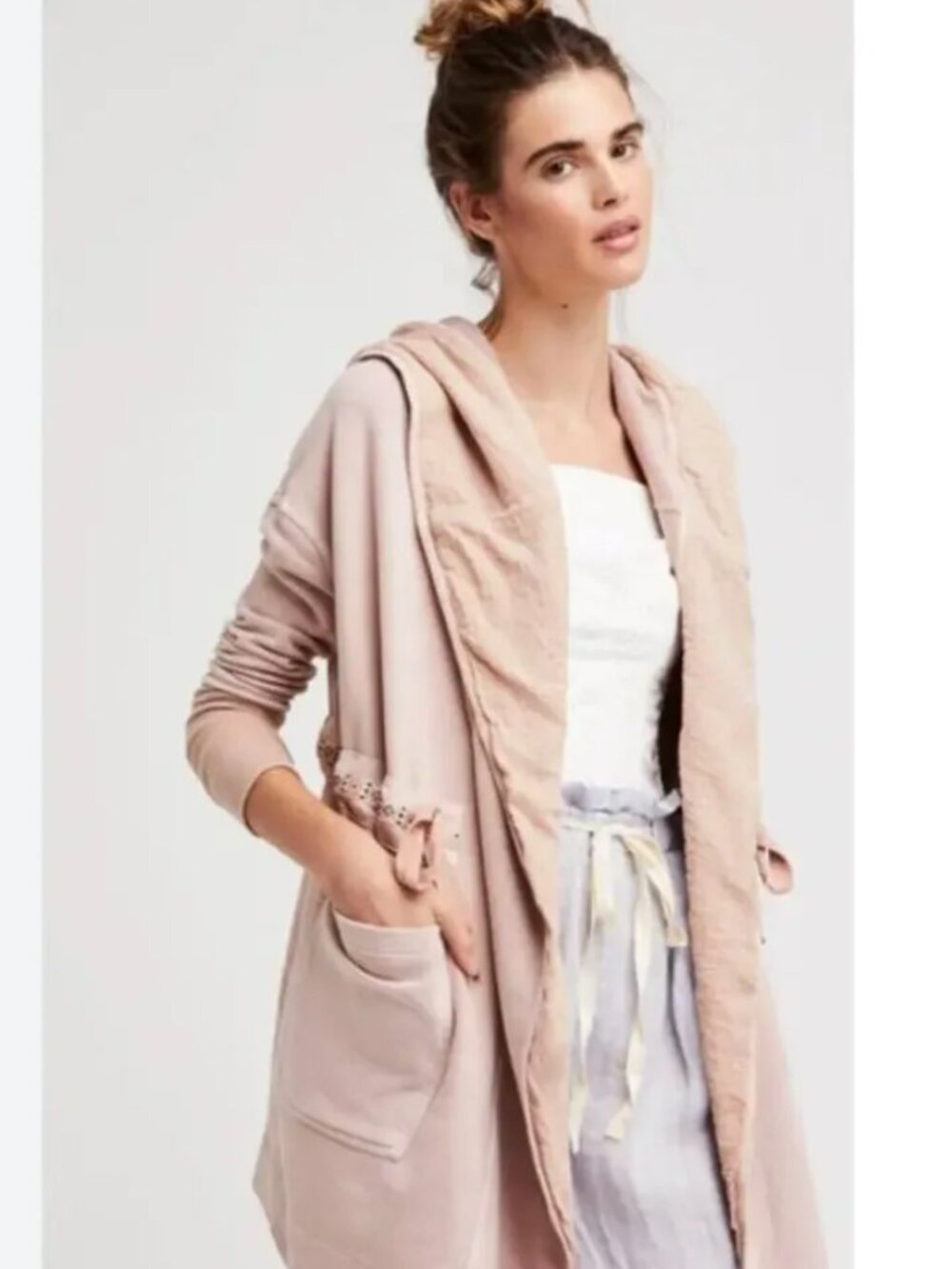 NWT Free People Studio City Cardigan Hooded Shawl collar Boho Soft Girl sz EST